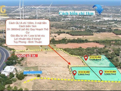 4900m2 Phúc Khí Farmstay mặt tiền QL1A view biển Tuy Phong, Bình Thuận chỉ 390k/m2 3