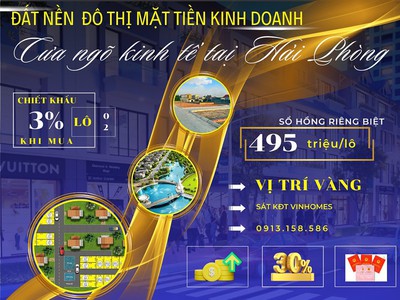 Bán 2 lô đất liênf nhau gần với qh vinhomes dương kinh-kiến thụy đã được hải phòng chấp thuận 240ha 0