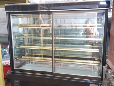 Tủ bánh kem kính vuông 5 tầng hiệu ruey shing đài loan mới 95 0