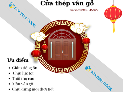 Cửa thép vân gỗ 4 cánh tại Trà Vinh - Nội Thất Sang Trọng 1
