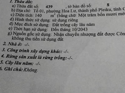 Bán đất tặng nhà c4, hẻm 4m tôn thất thuyết - tổ 1 phường hoa lư. 4