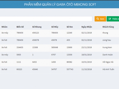 Phần mềm quản lý gara ô tô - mekong soft 1210 0