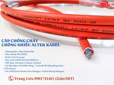 Cáp tín hiệu báo cháy 2 lõi chống cháy chống nhiễu 2