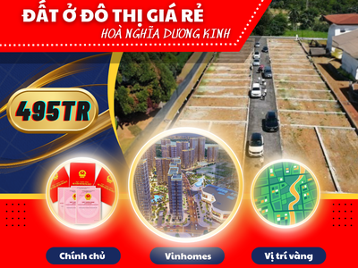 Chính chủ bán lô đất sổ đỏ giá rẻ gần Vinhomes Dương Kinh giá 495tr/lô 0