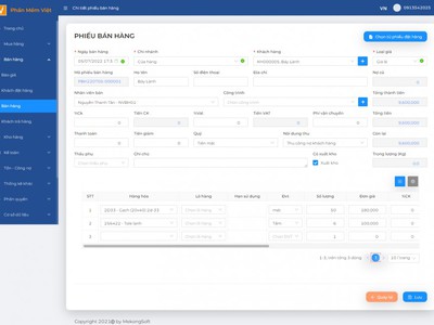 Phần mềm quản lý bán hàng vật liệu xây dựng - mekong soft 1410 1