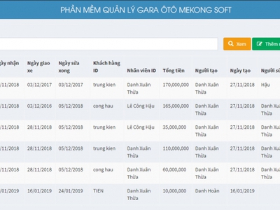 Phần mềm quản lý gara ô tô - mekong soft 2010 3