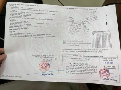 Bán 2lô đất 2mặt tiền trước sau hẻm xe hơi trung tâm công viên phần mềm quang trung quận12 1