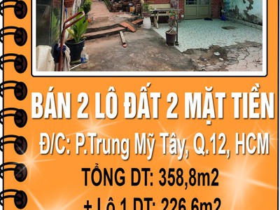 Bán 2lô đất 2mặt tiền trước sau hẻm xe hơi trung tâm công viên phần mềm quang trung quận12 0