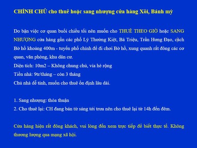 CHÍNH CHỦ cho thuê hoặc sang nhượng cửa hàng Xôi, Bánh mỳ 1