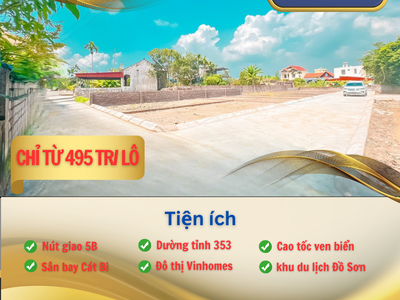 Bán đất sổ đỏ 495 triệu/ lô trung tâm phường Hòa Nghĩa cạnh Vinhomes Dương Kinh 0