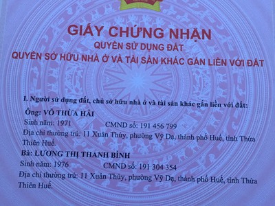 Chính chủ cần bán gấp lô đất tại 11 xuân thủy - phường vỹ dạ - thành phố huế 0