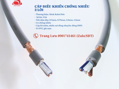 Cáp điều khiển 2 lõi có lưới chống nhiễu 3