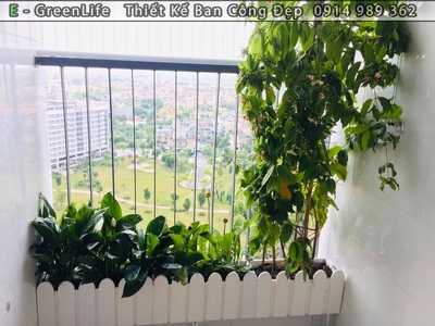 Trang trí ban công, sân vườn với chậu hàng rào gỗ nhựa composite trắng 3