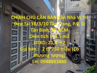 Chính chủ cần bán căn nhà vị trí đẹp tại 18/3/10 tân trang, p.9, q tân bình, tp hcm 0
