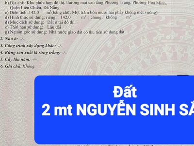 Bán đất 2mt đường nguyễn sinh sắc, hòa minh, liên chiểu, đà nẵng 1