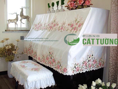 Khăn Phủ đàn PIANO sang trọng, thêu hoa cao cấp 2