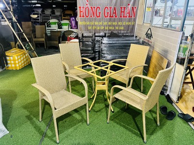 Bàn ghế cafe mây nhựa thanh lý giá rẻ 0