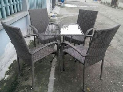 Bàn ghế cafe mây nhựa thanh lý giá rẻ 2