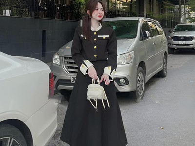 Set Bộ Dạ Phối Màu Nữ Tính 1