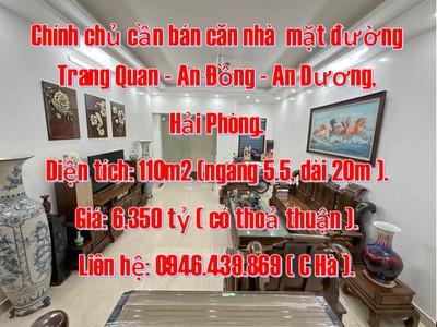 Chính chủ cần bán căn nhà  mặt đường trang quan- an đồng , an dương, hải phòng. 0