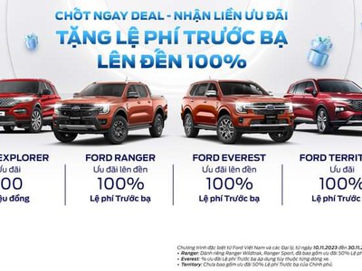 Chạy Số Cuối Năm Các Sản Phẩm Xe Ranger Xls At, Ranger Wildtrak, Territory Giá Tốt Nhất, Đủ Màu Giao 0