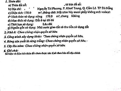 Tôi cần bán đất mặt tiền đường nguyễn hữu thọ - đà nẵng 0