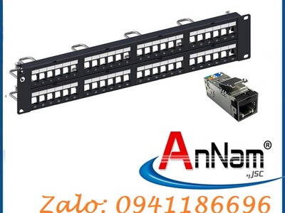 Thanh Đấu nối mạng dạng rỗng chống nhiễu Cat6A chuẩn 24, 48 cồng 4