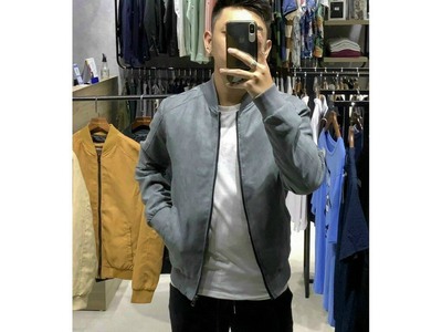 Áo khoác da lộn mùa đông khoác nam bomber gió lót vải hai lớp dày dặn 130k 3