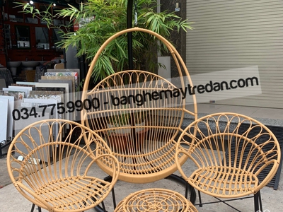 Bộ bàn ghế mây nhựa uống trà để ban công 0