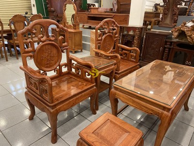 Bộ bàn ghế móc triện trúc gỗ hương đá 6 món BBG244 2