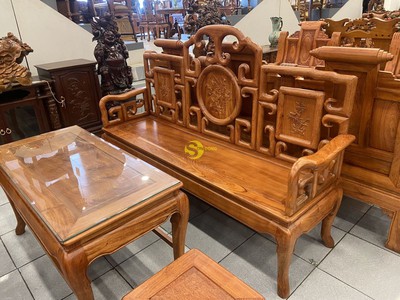 Bộ bàn ghế móc triện trúc gỗ hương đá 6 món BBG244 3