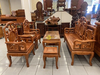 Bộ bàn ghế móc triện trúc gỗ hương đá 6 món BBG244 1