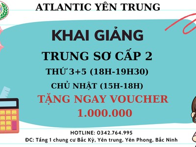 Atlantic Yên trung thông báo khai giảng lớp HSK2 0