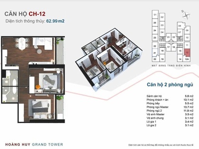 Căn hộ 2 PN chung cư Hoàng Huy Sở Dầu dt 63m2 hướng Đông Nam 6