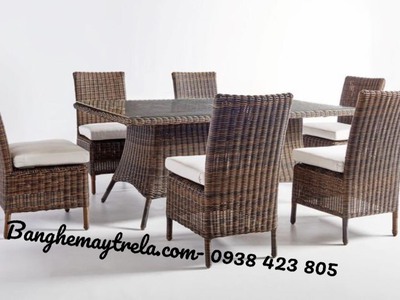 Bàn ghế ăn mây nhựa 0