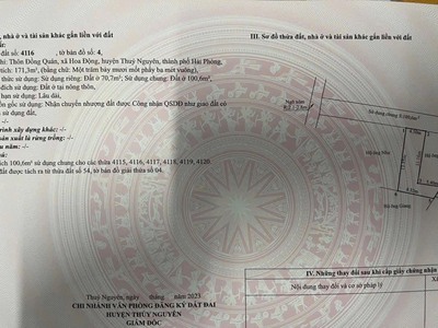 Hoa Động, Thuỷ Nguyên, Hải Phòng. DT 70m2, Hướng Bắc, Giá 780tr. 1