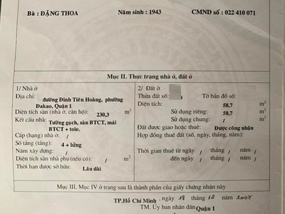 Bán gấp nhà 2 mặt tiền, Đinh Tiên Hoàng, P.Đakao, Q.1.Dt:4x16, 1tr4l, giá:23 tỷ 3