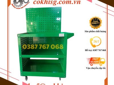 Xe đẩy dụng cụ đồ nghề 3 tầng có bảng treo 0