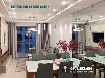Cho thuê căn hộ 2PN Midtown Phú Mỹ Hưng Quận 7 dt 78m giá 19tr/th LH Danh Trần PMH 0