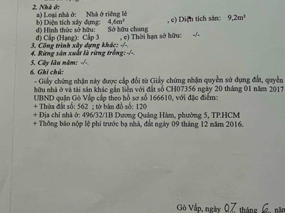 Đất đep 4x17m, hẻm lớn xe tải dương quảng hàm p6, gò vấp 2