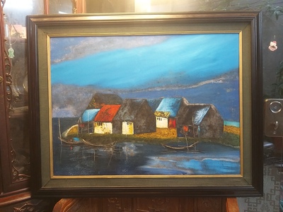 Tranh sơn dầu Sông nước. 0