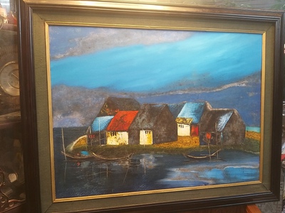 Tranh sơn dầu Sông nước. 3