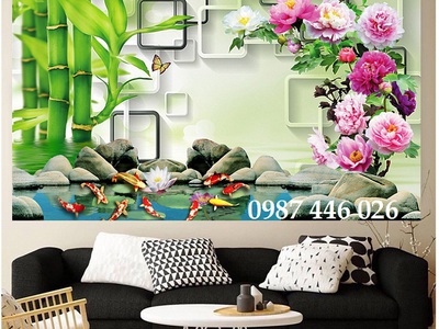 Gạch tranh 3d ốp tường đẹp phòng khách HP684 7