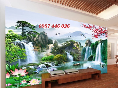 Gạch tranh 3d ốp tường đẹp phòng khách HP684 2