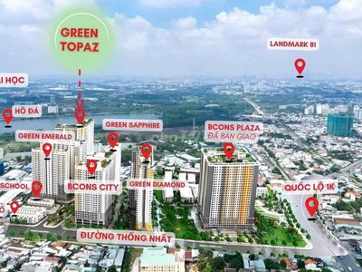 Bán lỗ căn góc 58m2 dự án bcons city - green topaz, đường thống nhất, khu phố bình thắng, phường 2
