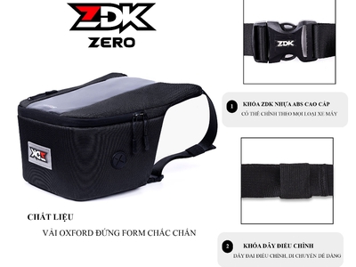 Túi treo xe máy chính hãng ZDK Zero, túi treo đầu xe, túi treo ghi đông xe máy chứa đồ dùng, cảm ứng 3