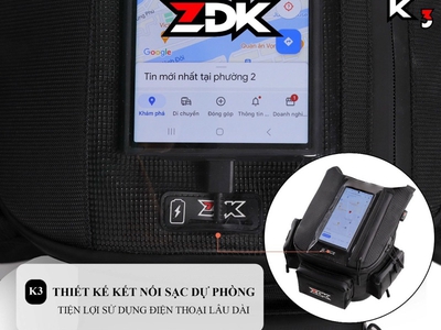 Túi treo xe máy chính hãng ZDK K3, nhiều ngăn,túi treo đầu xe, túi treo ghi đông xe máy chứa đồ dùng 9