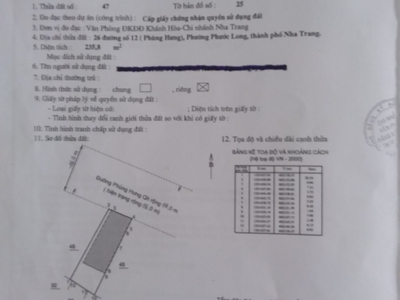 Bán nhà Mặt Tiền 26,Phùng Hưng,Phước Long,Nha Trang.Diện tích 236m2.Giá 15 tỉ 1