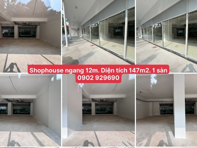Shophouse mặt tiền rộng 12.5m2 có thể ngăn ra làm 2 mặt bằng. diện tích 147m2, thiết kế 1 sàn, mua 0