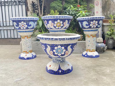 Cơ sở chậu hoa Thế Sơn - chậu hoa dán sành sứ - chậu khảm sành - cẩn miễng fs 2